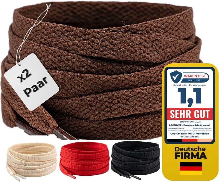 2 Paar Platte Schoenveters voor Sneakers en Sportschoenen Scheurbestendig Polyester