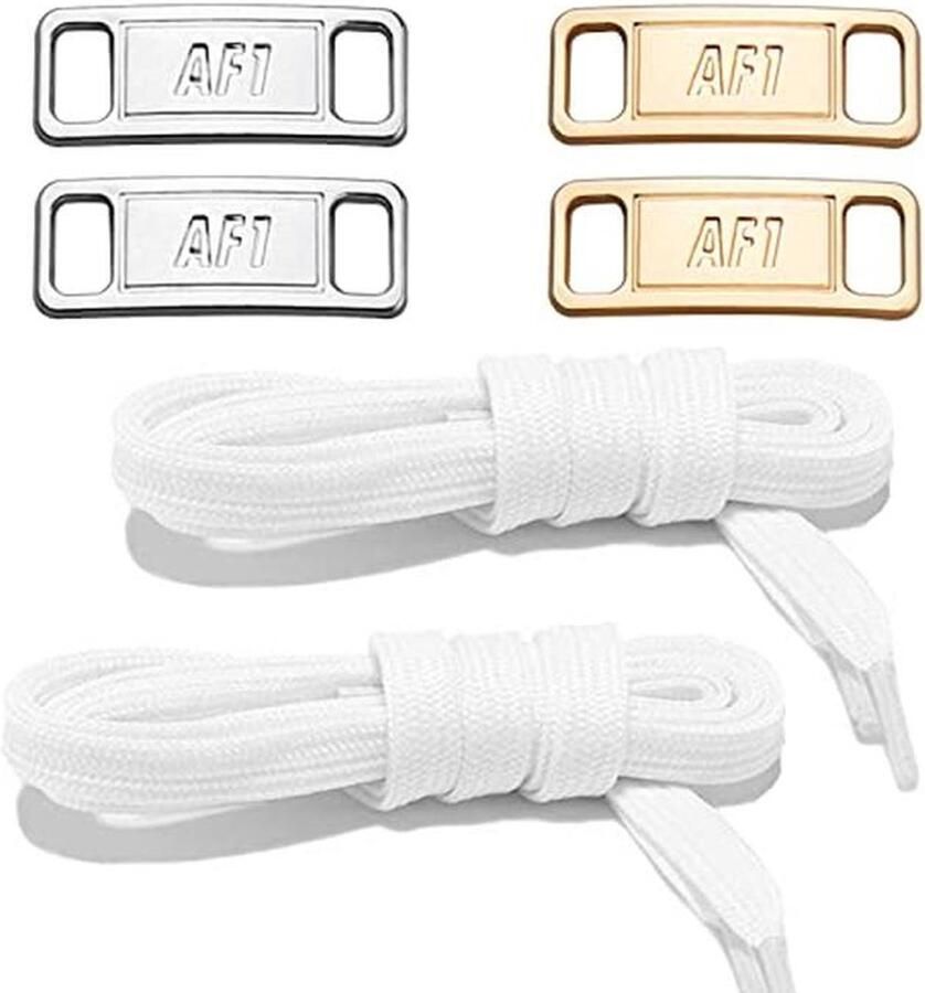 2 Paar Platte Veters voor Sneakers met Decoratieve Gespen