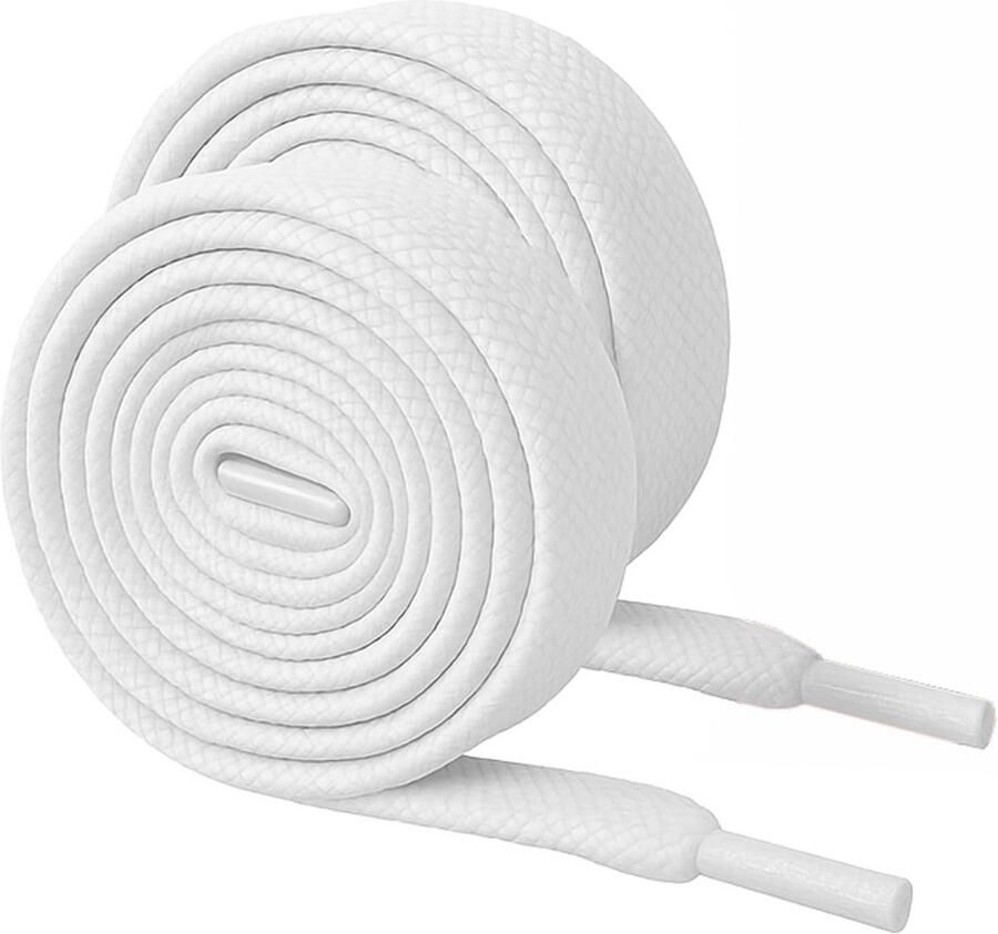 2 Paar Platte Witte Schoenveters voor Sneakers Sportschoenen en Boots Duurzaam en Breed (8mm)