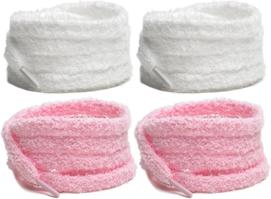 2 Paar Pluizige Dikke Schoenveters voor Sneakers en Sportschoenen