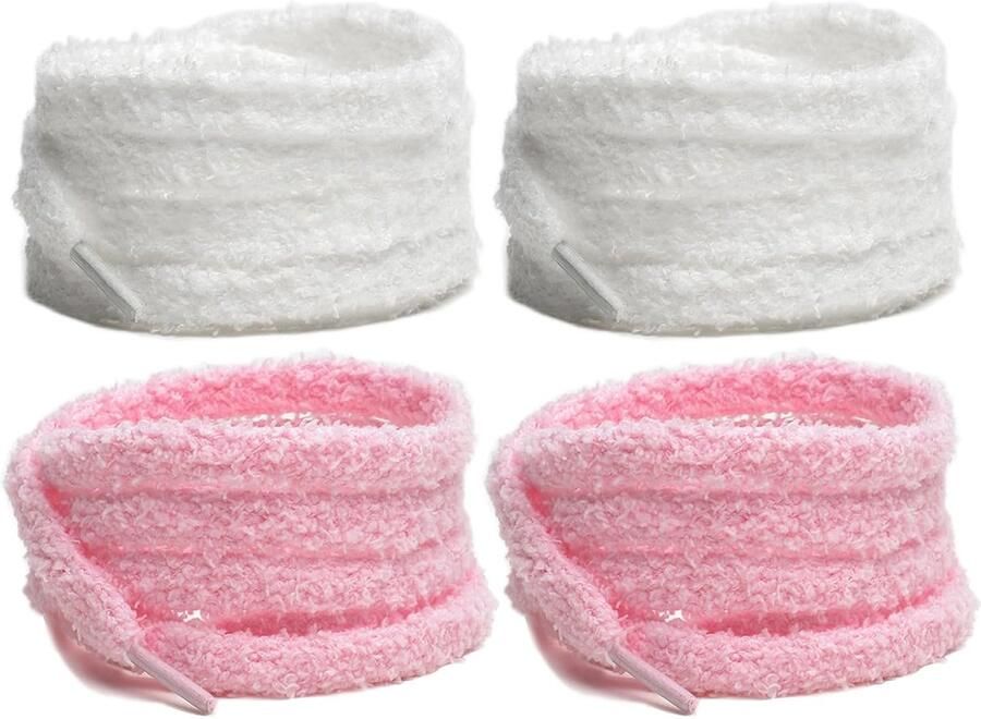 2 Paar Pluizige Dikke Schoenveters voor Sneakers en Sportschoenen