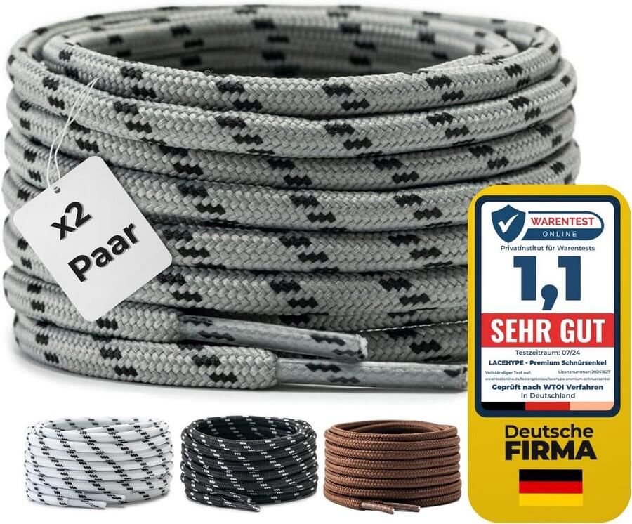 2 Paar Premium Ronde Schoenveters 4 5mm voor Werk- en Outdoorschoenen Scheurbestendig Polyester