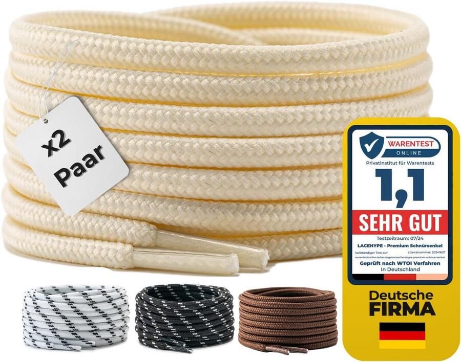 2 Paar Premium Ronde Schoenveters 4mm voor Werklaarzen en Outdoorschoenen