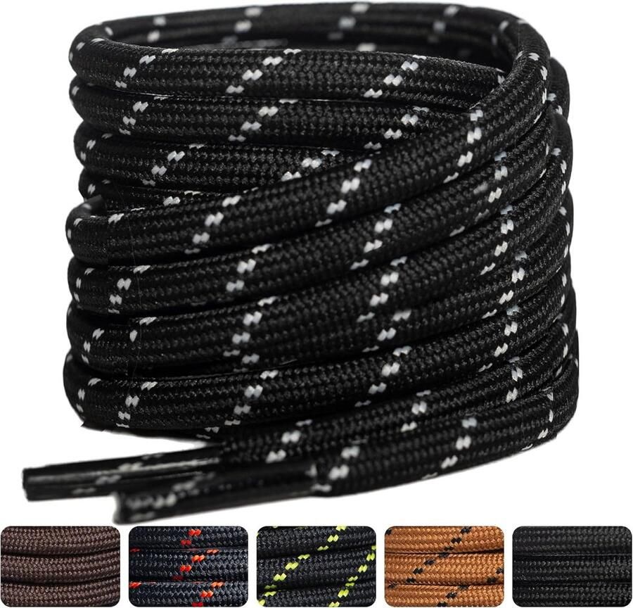 2 Paar Ronde Robuuste Schoenenveters (4 5 mm) voor Wandelschoenen Werkschoenen en Sportschoenen