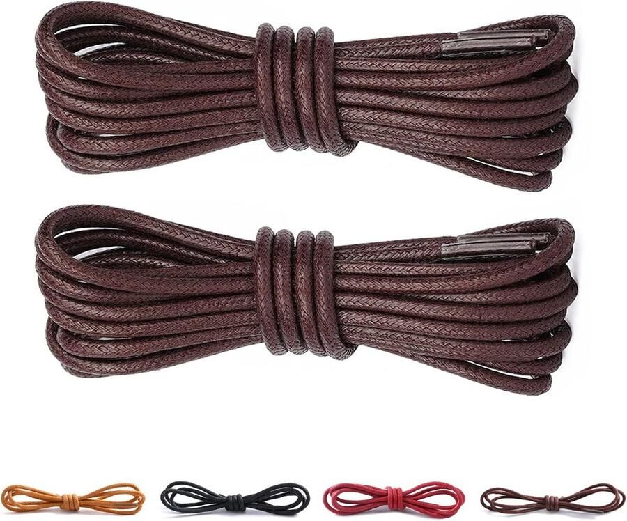 2 Paar Ronde Gewaxte Schoenlinten 2.5mm voor Derby Oxford en Boots Verschillende Lengtes