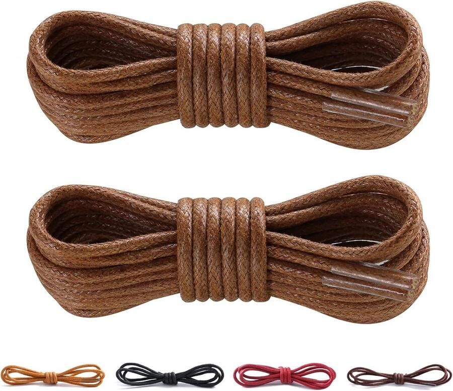 2 Paar Ronde Gewaxte Schoenveters 2.5mm voor Derby Oxford Brogues en Laarzen