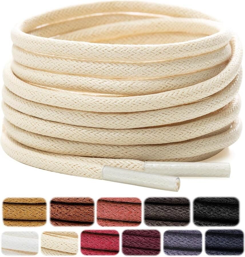 2 Paar Ronde Gewaxte Veters voor Kostuumschoenen en Oxfords Sterk & Waterdicht