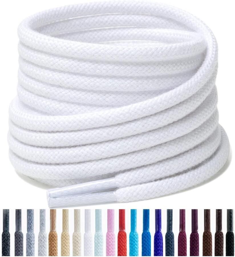 Ronde Katoenen Schoenveters voor Sneakers en Boots Antislip 4mm Dikte 2 Paar