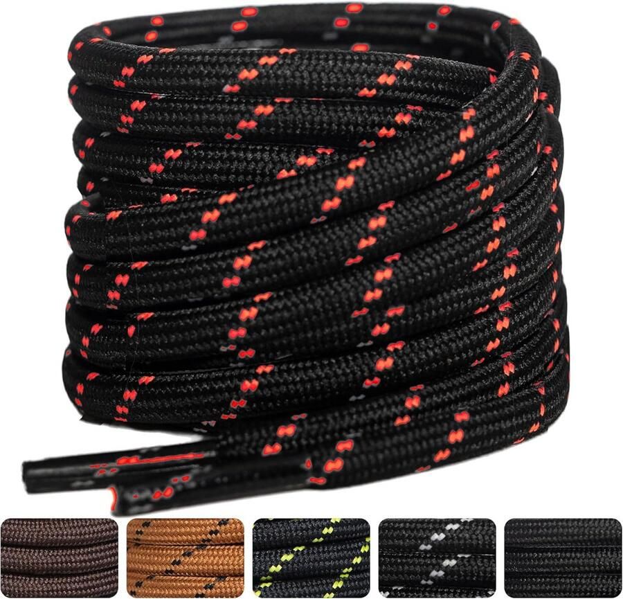 2 Paar Ronde Robuuste Schoenveters voor Wandelschoenen Werkschoenen en Sneakers (4.5mm)