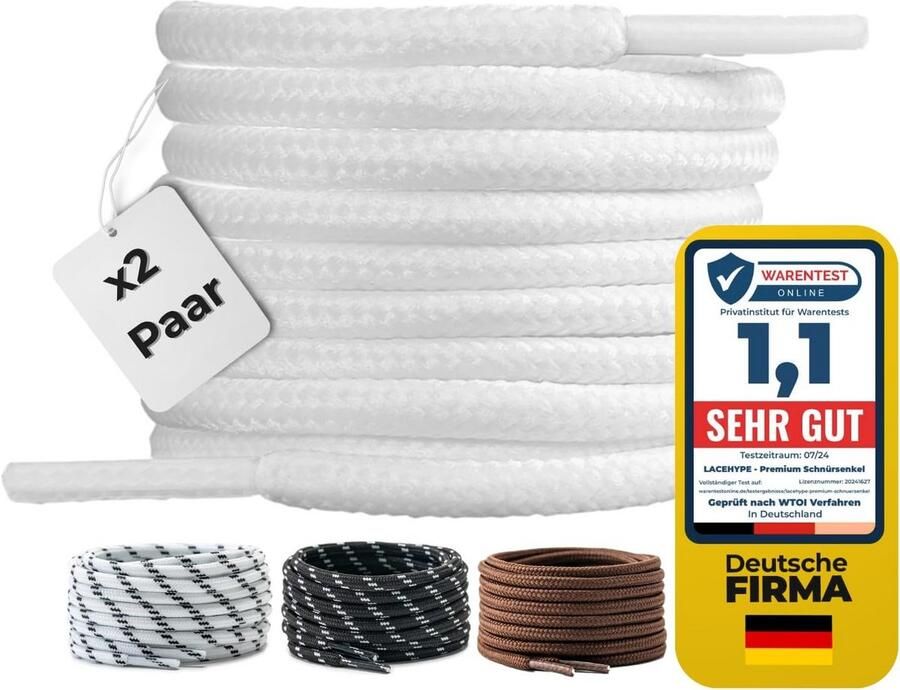 Ronde schoenveters 4mm voor werkschoenen laarzen en sportschoenen 2 paar