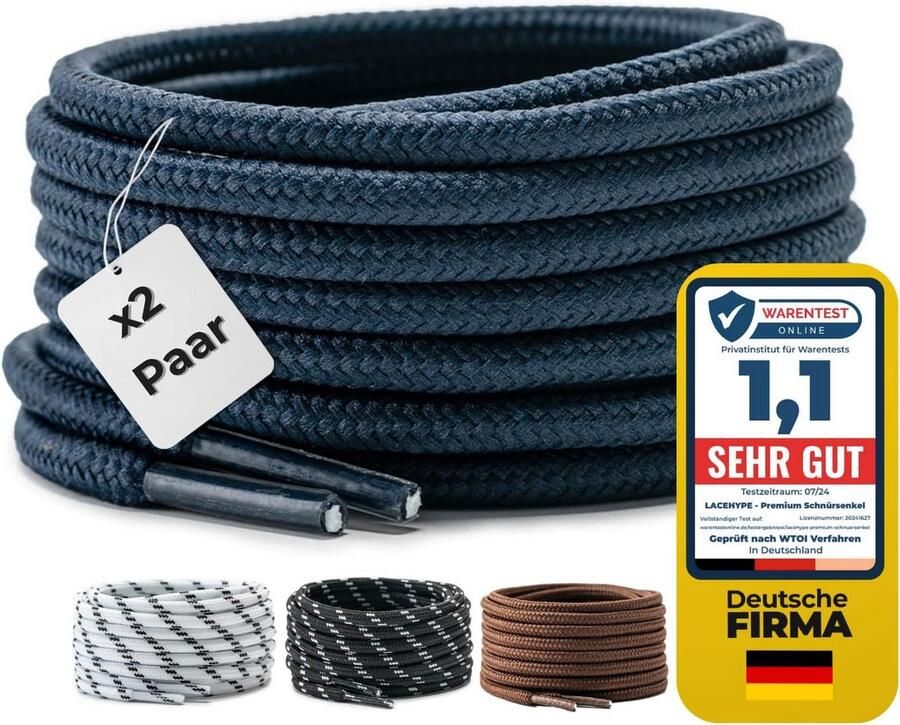 2 Paar Ronde Schoenenveters 4mm Dik Sterk & Scheurbestendig voor Werk- Outdoor- en Sportschoenen