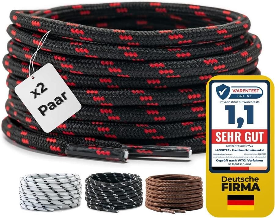 2 Paar Ronde Schoenenveters 4mm Dik Sterk en Scheurbestendig voor Werk- Outdoor- en Sportschoenen