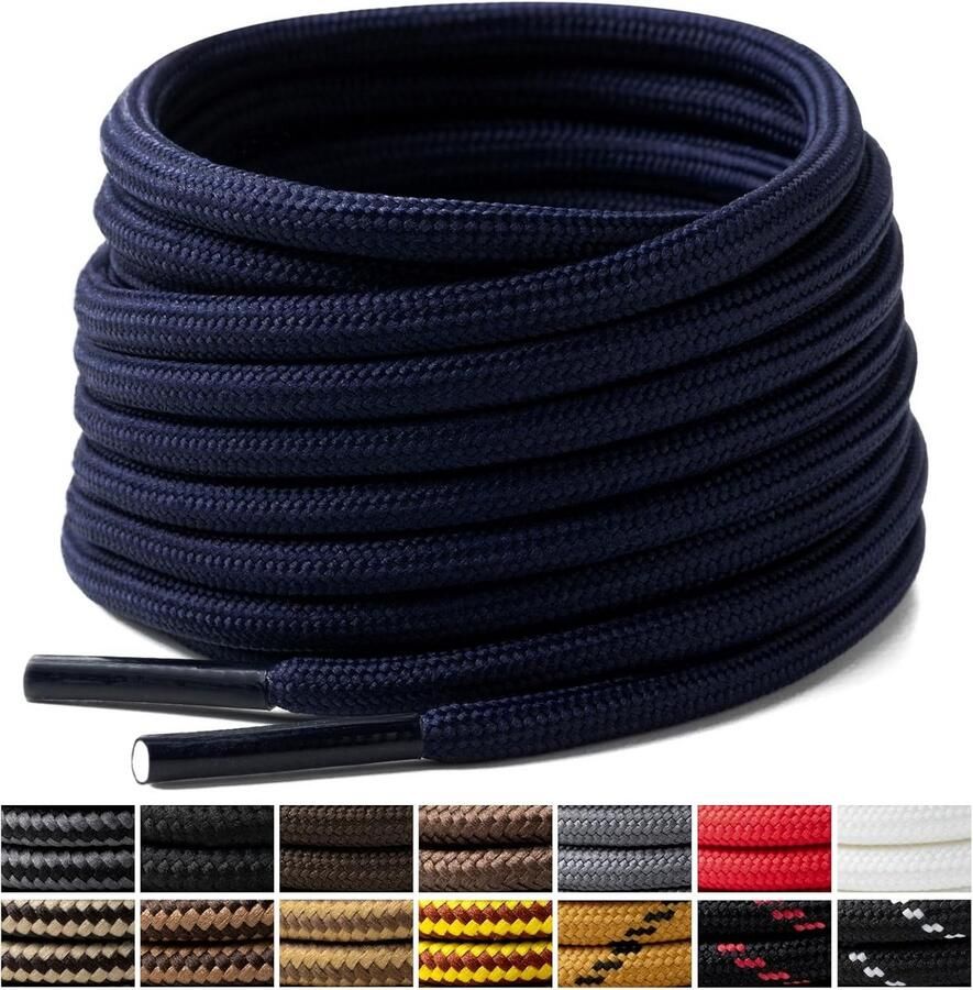 2 Paar Ronde Schoenveters 4mm Dik en Sterk voor Wandelschoenen en Werklaarzen