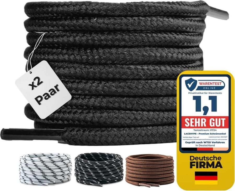 Ronde Schoenveters 2 Paar 4mm Dik Scheurbestendig voor Werkschoenen Laarzen en Sportschoenen