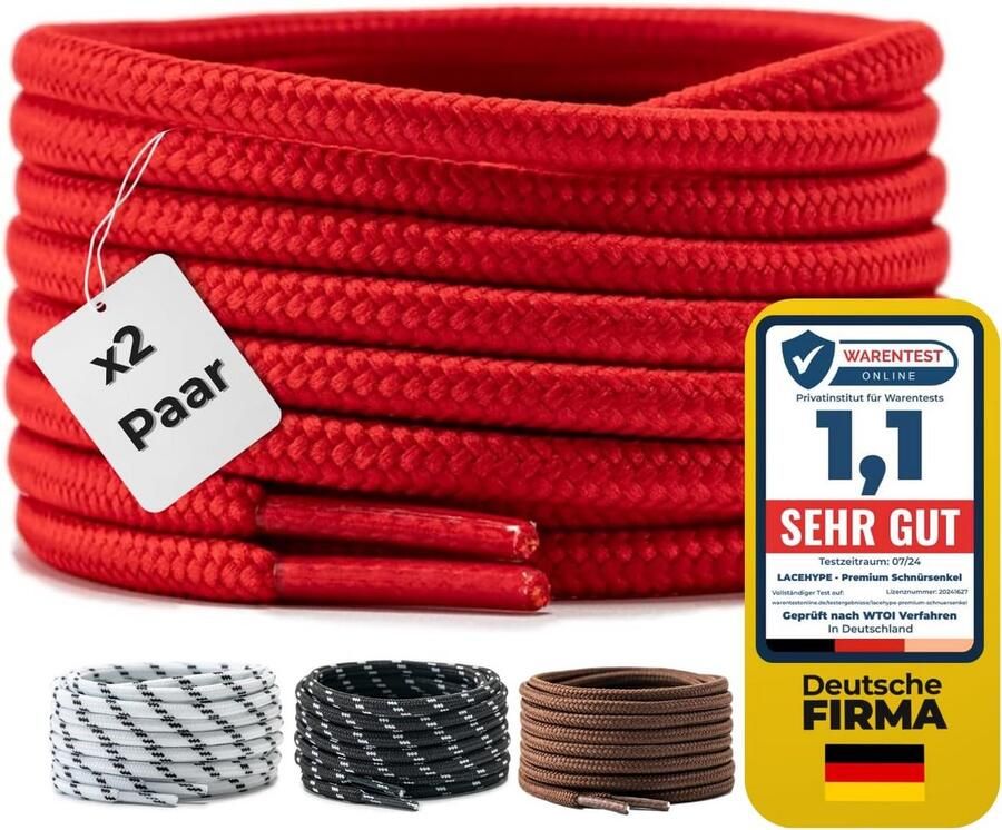 2 Paar Ronde Schoenveters 4mm Dik Sterk & Scheurbestendig Geschikt voor Werkschoenen Laarzen en Sportschoenen