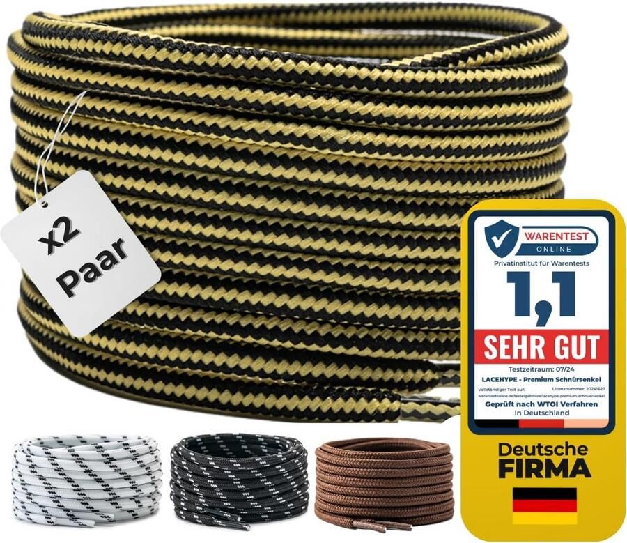 2 Paar Ronde Schoenveters 4mm Dik voor Werk- en Outdoorschoenen Sterk & Scheurbestendig