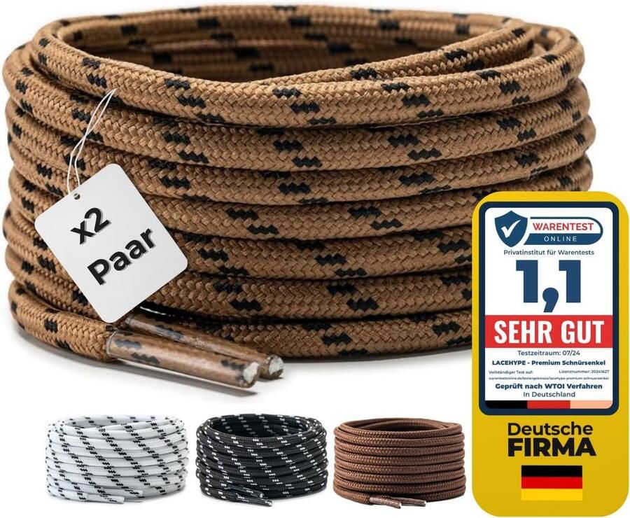 2 Paar Ronde Schoenveters 4mm Dik voor Werklaarzen Outdoorschoenen & Sportschoenen Scheurbestendig