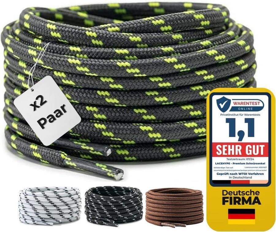 2 paar ronde schoenveters 4mm dik voor werkschoenen laarzen outdoor en sportschoenen