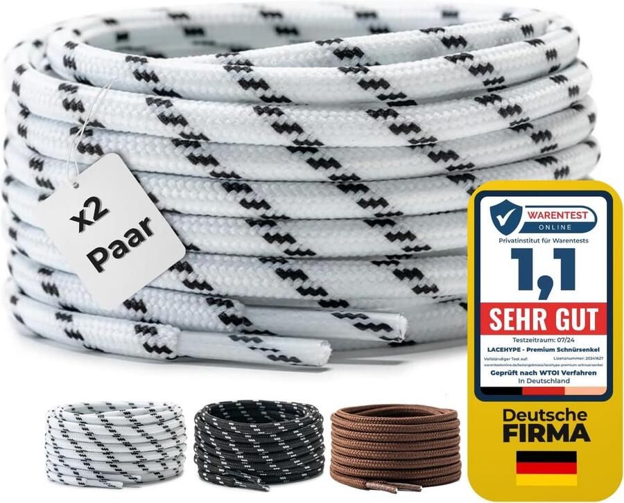 2 Paar Ronde Schoenveters 4mm Sterk en Scheurbestendig voor Werk- en Sportschoenen