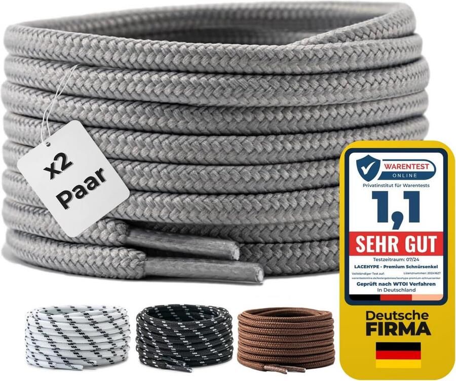 2 paar ronde schoenveters 4mm voor werkschoenen laarzen en sportschoenen