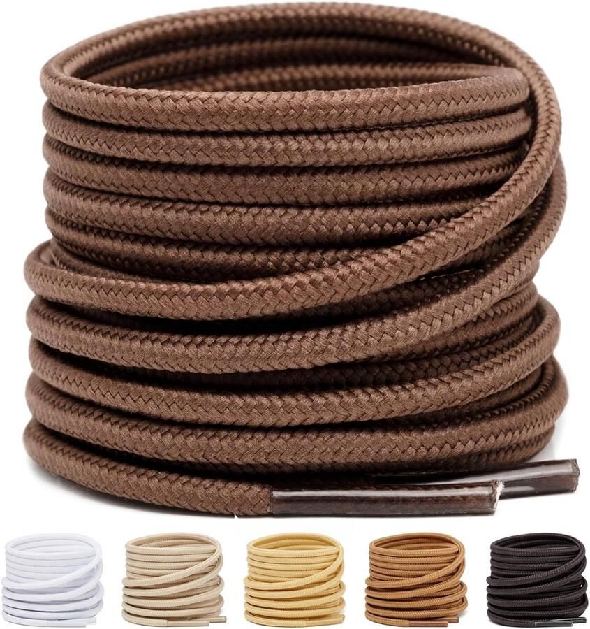 2 Paar Ronde Schoenveters voor Werkschoenen Laarzen en Sportschoenen Scheurbestendig Polyester