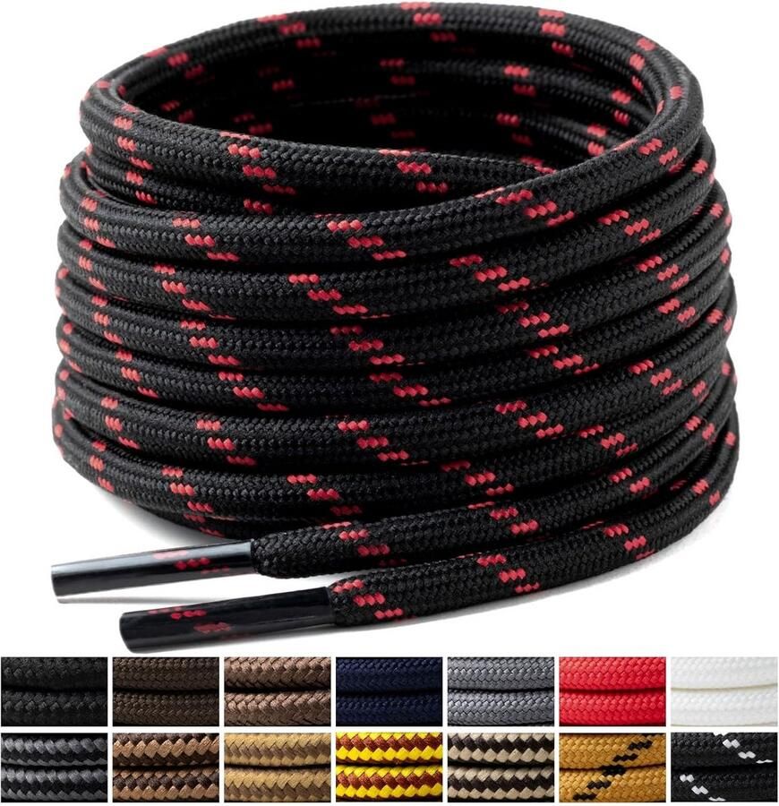 2 Paar Ronde Sterke Schoenveters 4 mm Voor Wandelschoenen en Werkschoenen