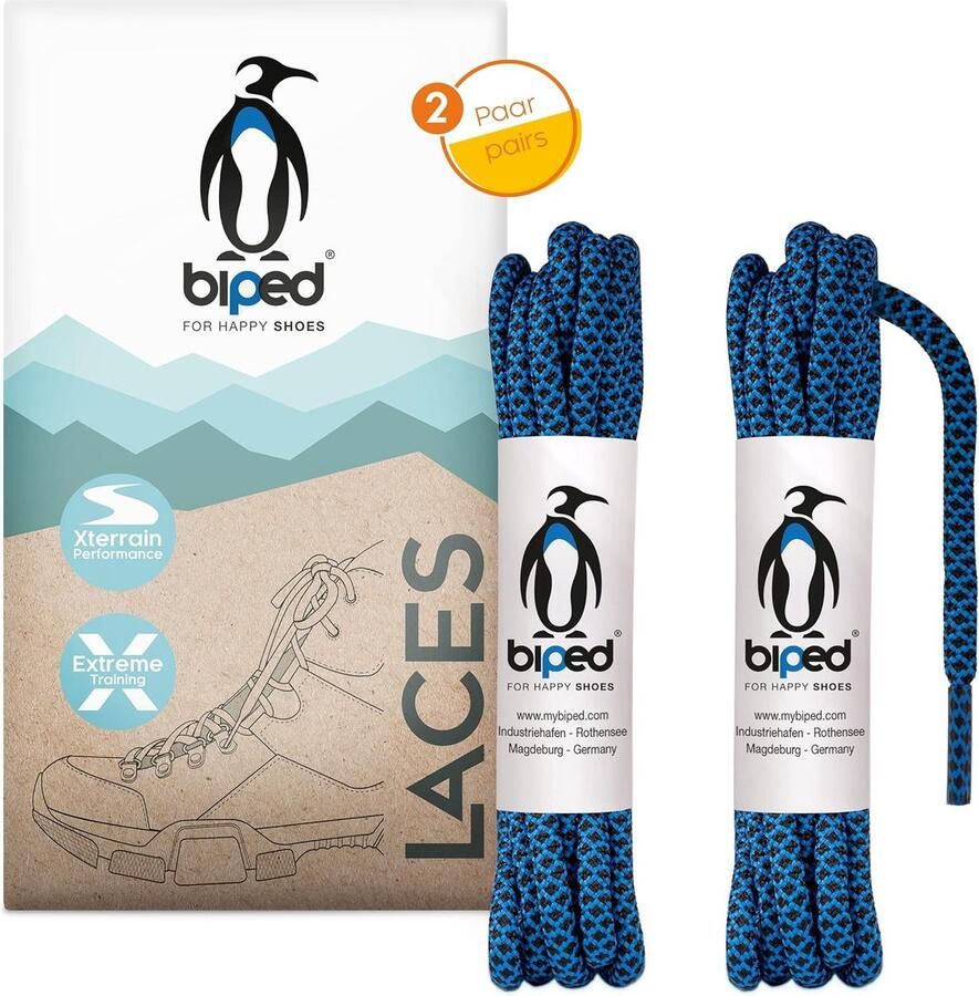2 Paar Ronde Tweekleurige Schoenveters 4.5mm Dik Scheurvast Polyester Touw voor Sneakers Laarzen en Wandelschoenen