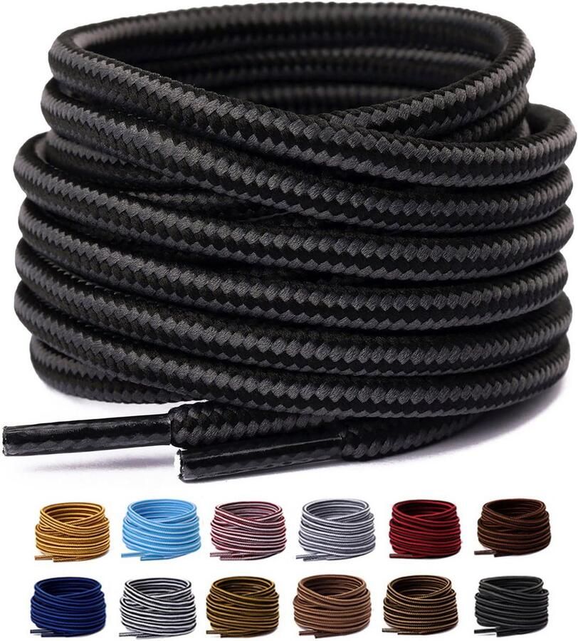 2 Paar Ronde Veters 4 mm Dik voor Werk- en Wandelschoenen Laarzen Scheurvast