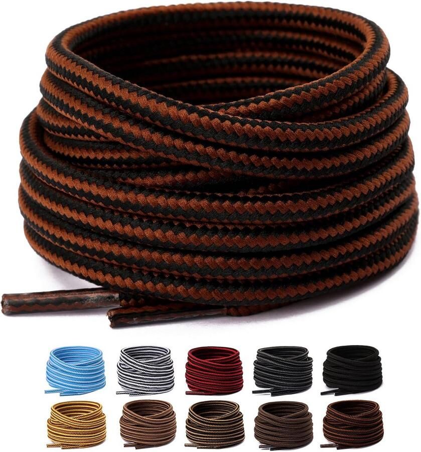 2 Paar Ronde Veters 4mm Dik voor Werkschoenen Wandelschoenen en Laarzen Scheurbestendig