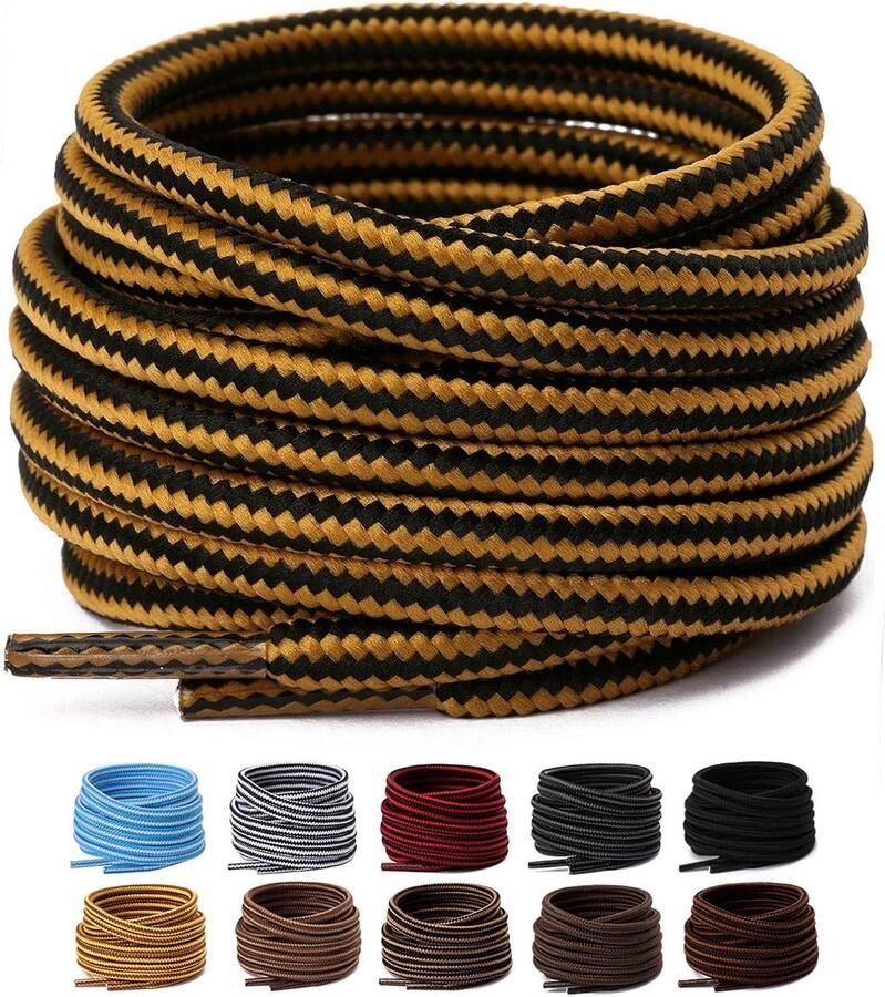 2 Paar Ronde Veters 4mm voor Werkschoenen en Wandelschoenen Scheurbestendig