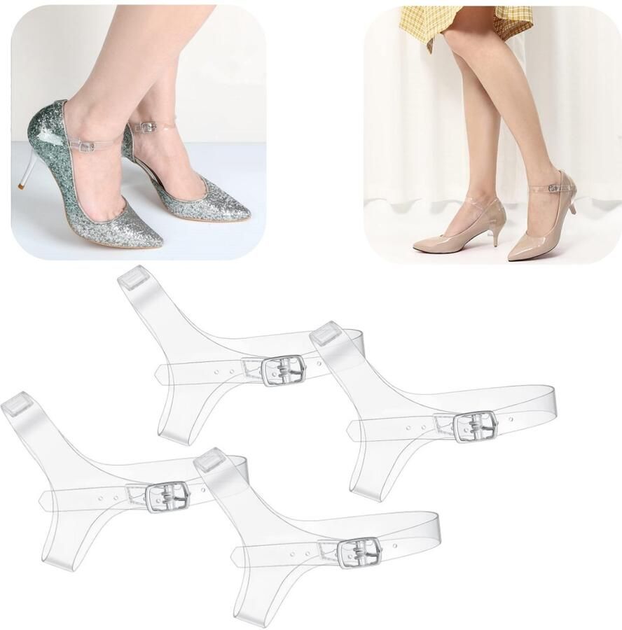 2 Paar schoenbandjes Bandjes voor hoge hakken Antislip hielbandjes Verstelbare vetergespen Enkelbandjes voor leren schoenen Decoratieve schoenaccessoires Voor hoge hakken leren schoenen sandalen Transparant)