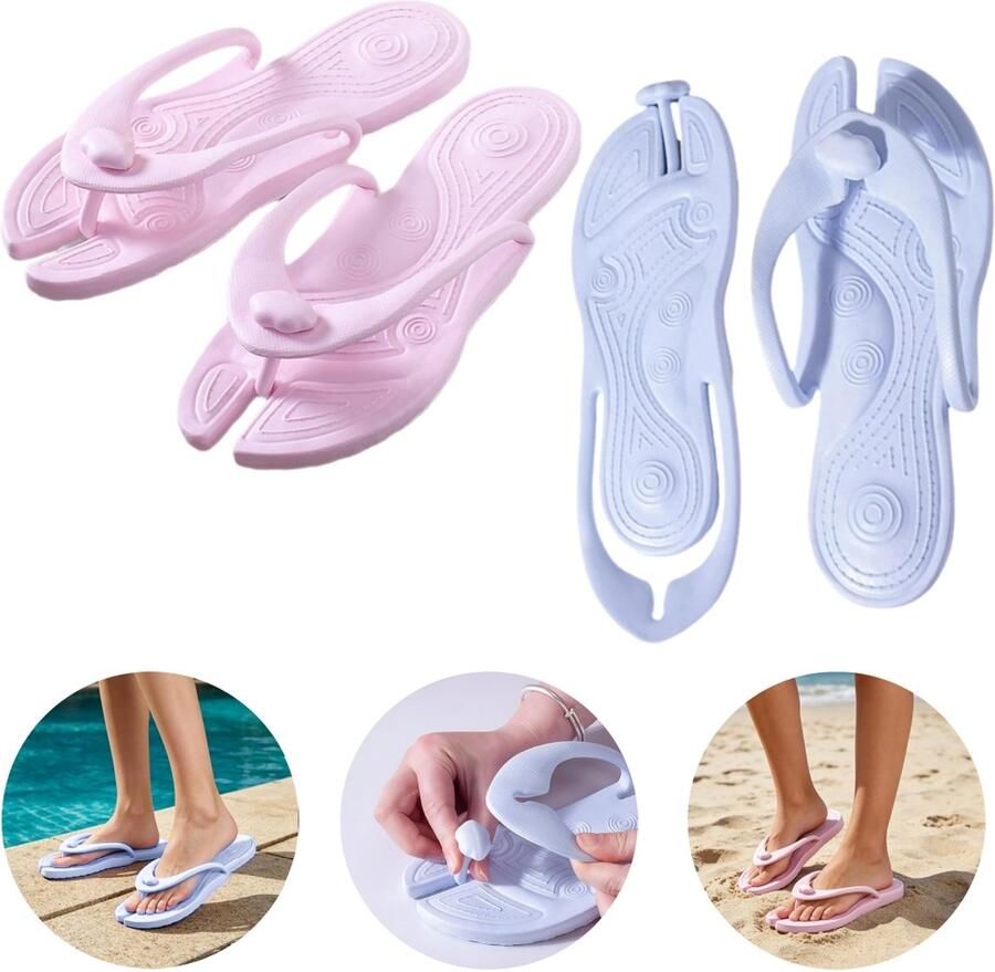 2 paar Slippers Opvouwbare slippers Badslippers Strandslippers Handige reisschoenen Afneembare reisslippers Zwembadslippers Unisex Herbruikbaar Geschikt voor strand badkamer zand zwembad tot 39 kleuren)