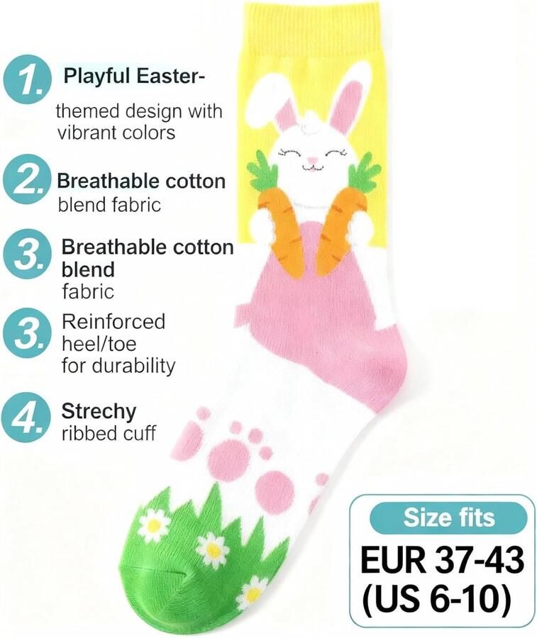 2 paar sokken haas paassokken hazensokken sokken Pasen van katoen paasgeschenken grappige paassokken voor paasgeschenken en paascadeaus voor volwassenen