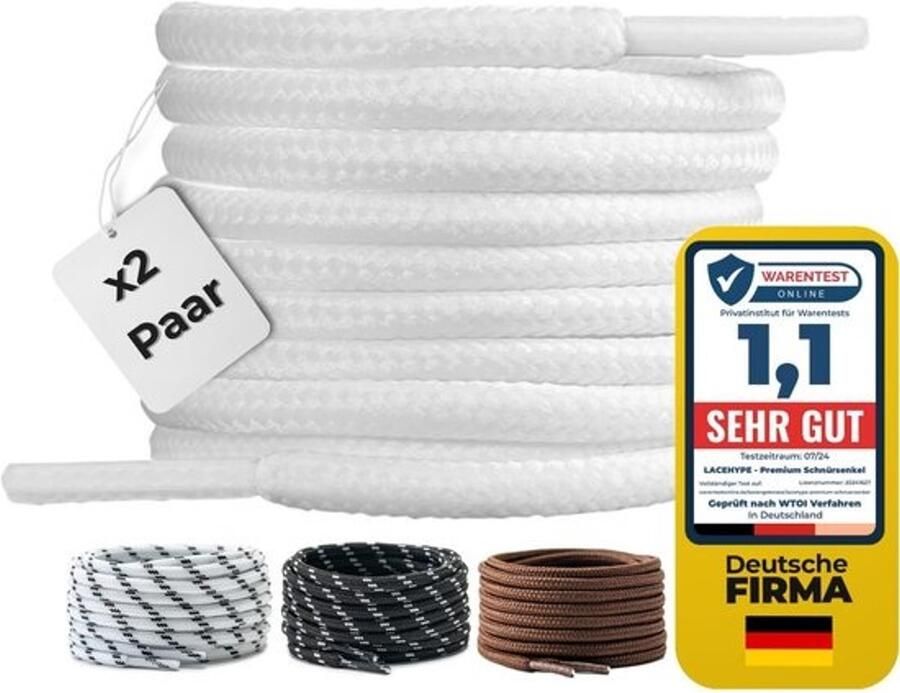 2 Paar Sterke Ronde Schoenenveters 4mm Voor Werk- & Outdoorschoenen