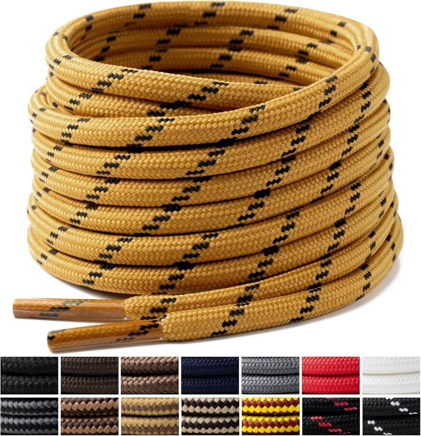 2 Paar Sterke Ronde Schoenveters 4mm voor Wandelschoenen en Werklaarzen