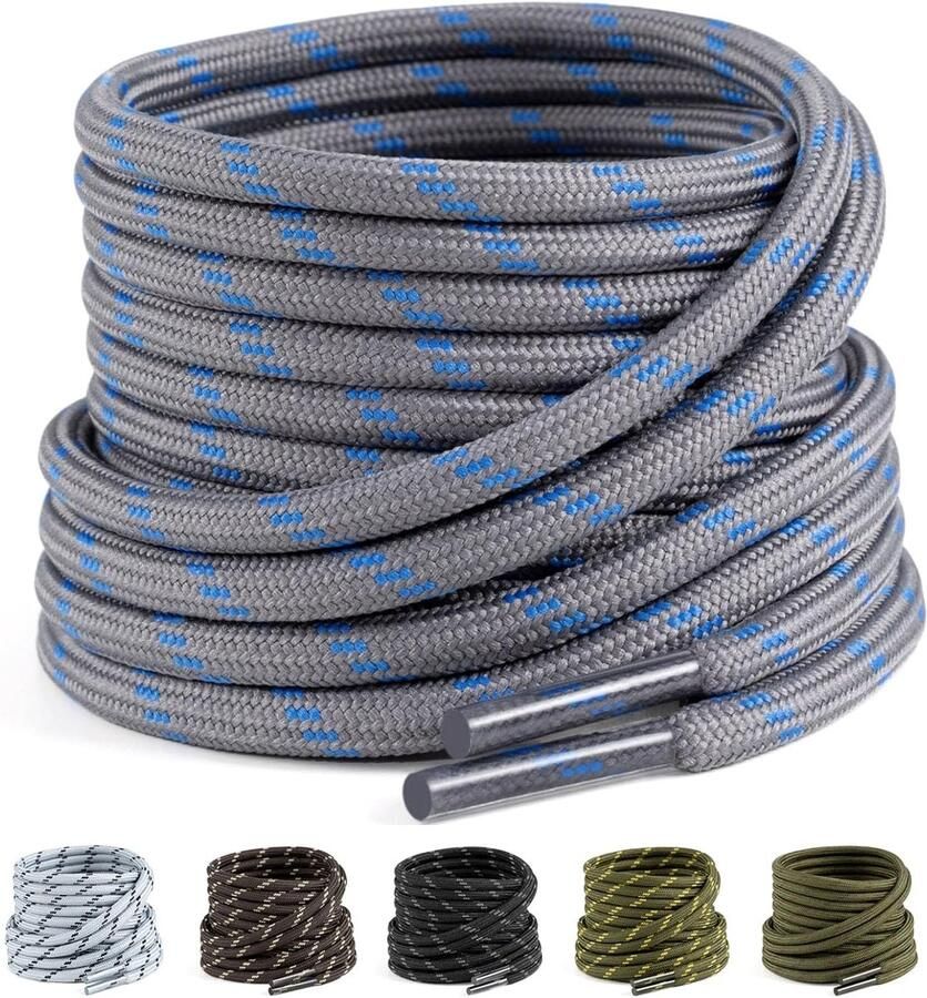 2 Paar Stevige Ronde Veters voor Wandelschoenen en Werkschoenen