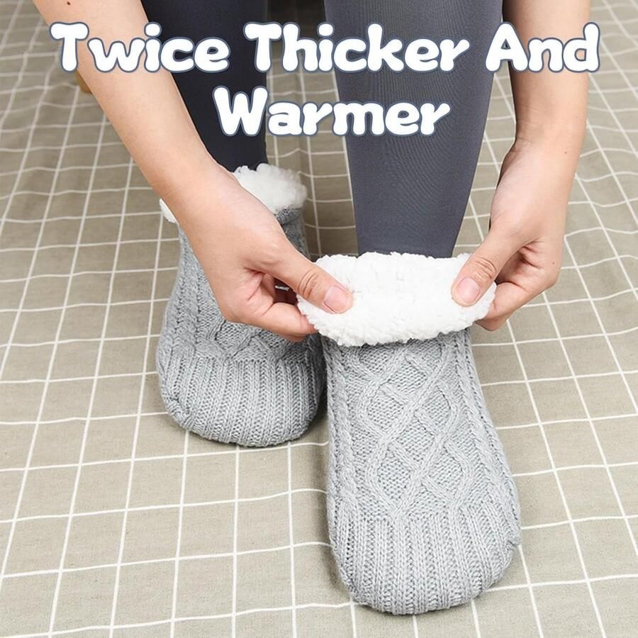 2 paar thermische sokken voor dames met antislipzool zachte wintersokken
