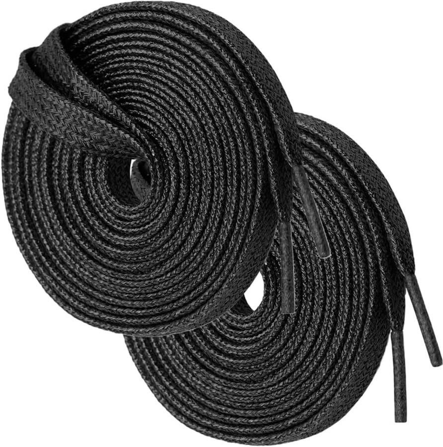 2 Paar Zwarte Schoenenveters 7mm Breed en Scheurbestendig voor Sneakers en Sportschoenen