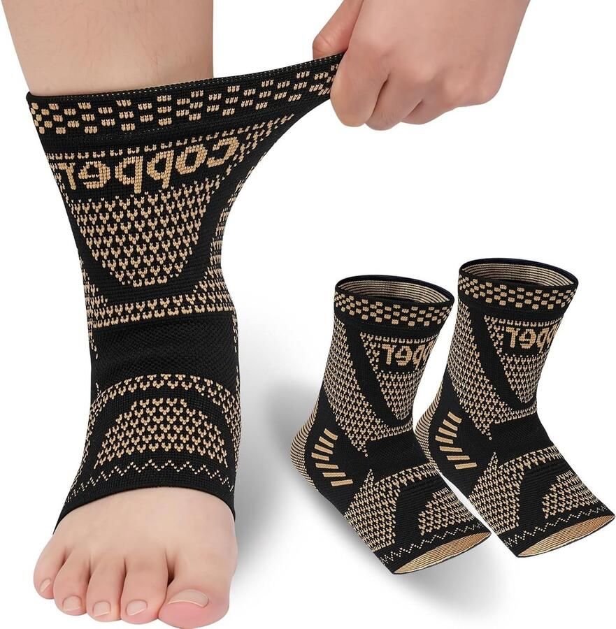 2-Pack Elastische Enkelbandages voor Sport Ideaal voor Hardlopen Boksen en Voetbal Zwart en Oranje - Foto 1