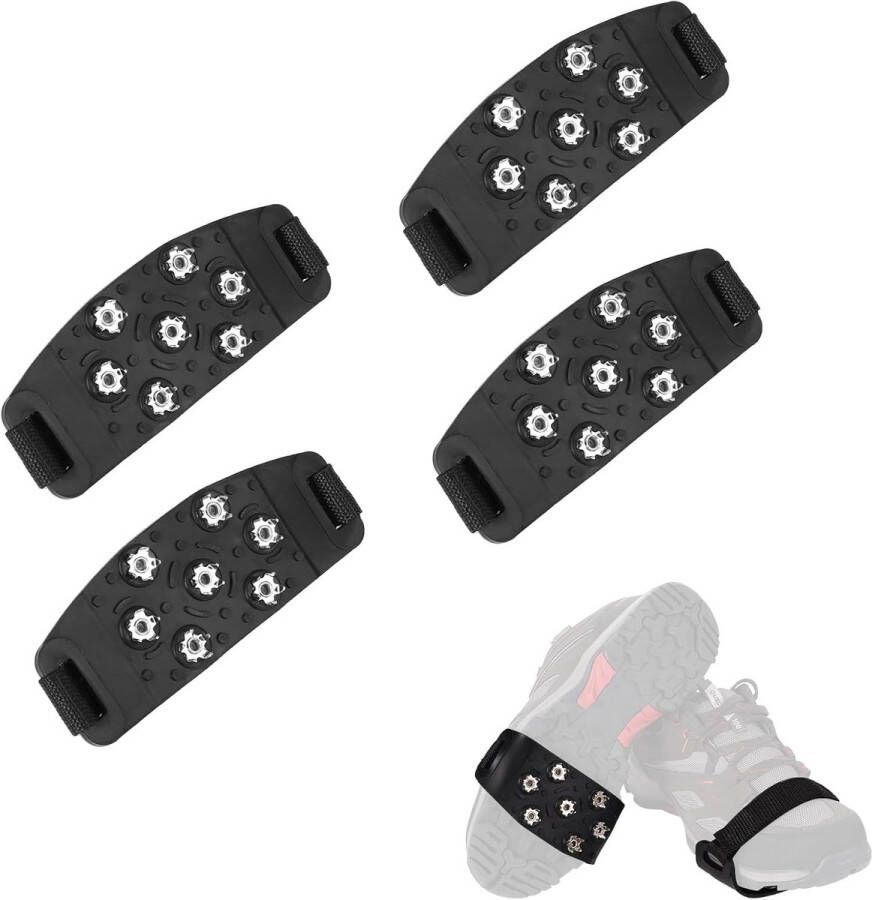 2 Pair Crampons Ice Cleats Non-slip Snow Spikes for Shoes Boots Crampons Traction Shoes 7 Point Ice Shoe Grippers for Shoes Hiking Mountaineering Winter
