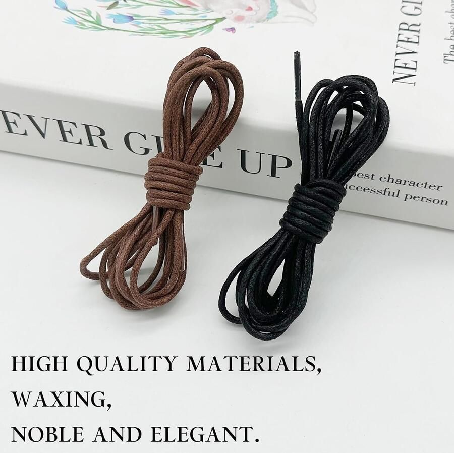 2 Pairs ø3mm Thin Waxed Oxford Laces for Men Leather Shoes Costume Shoes Business Chukka Boat Tear-Resistant Round ShopVlot - Foto 1