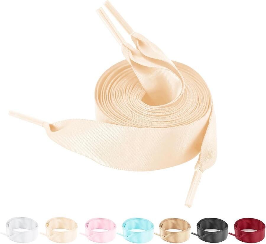 2 Pairs of Ribbon Shoelaces for Sneakers Wide Satin Flat Soft Silk Replacement Shoelaces for Women Casual Shoes ShopVlot
