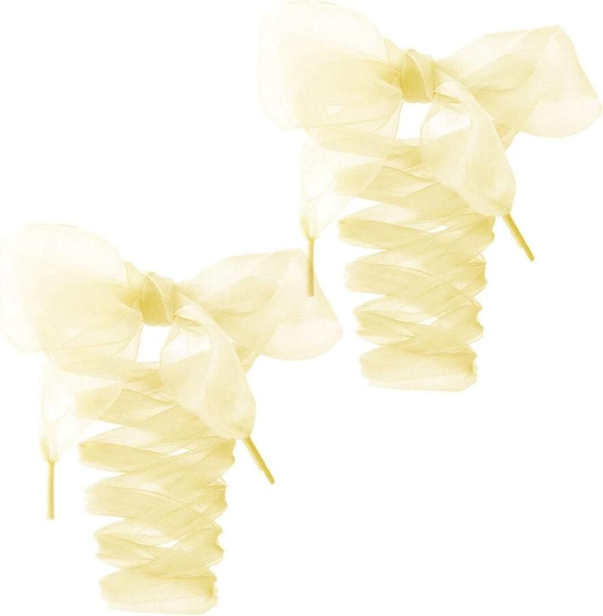 2 Pairs Satijnen Ribbonschoenveters Brede Organza Laces voor Dames Platte Zijde Veters voor Sneakers Hakken en Dansschoenen Casual Schoenen Beige One Size