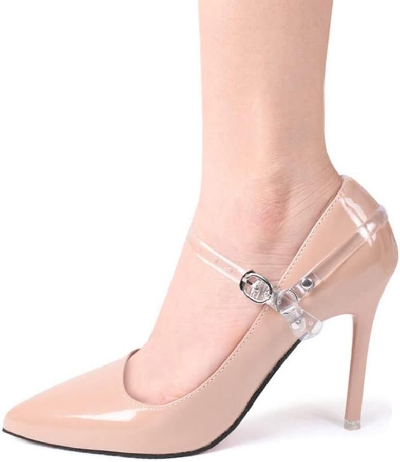 2 Pairs Vrouwen Detachable Schoen Strap Schoen Belt Non-Slip Schoen Enkel Straps Ties voor Het Vast Houden van Losse Hoge Hakken Pumps (Transparant)