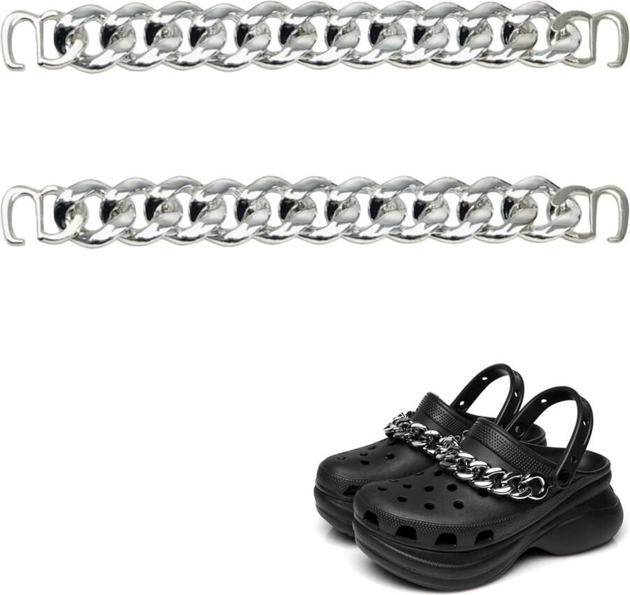 2 Pcs Schoen Ketting DIY Decoratie Kinderfeestje Plastic Schoen Hanger Schoen Band Armbanden Schoen Hanger Charms Klomp Matching Schoen Charms Schoenen Decoraties Armband (Zilver)