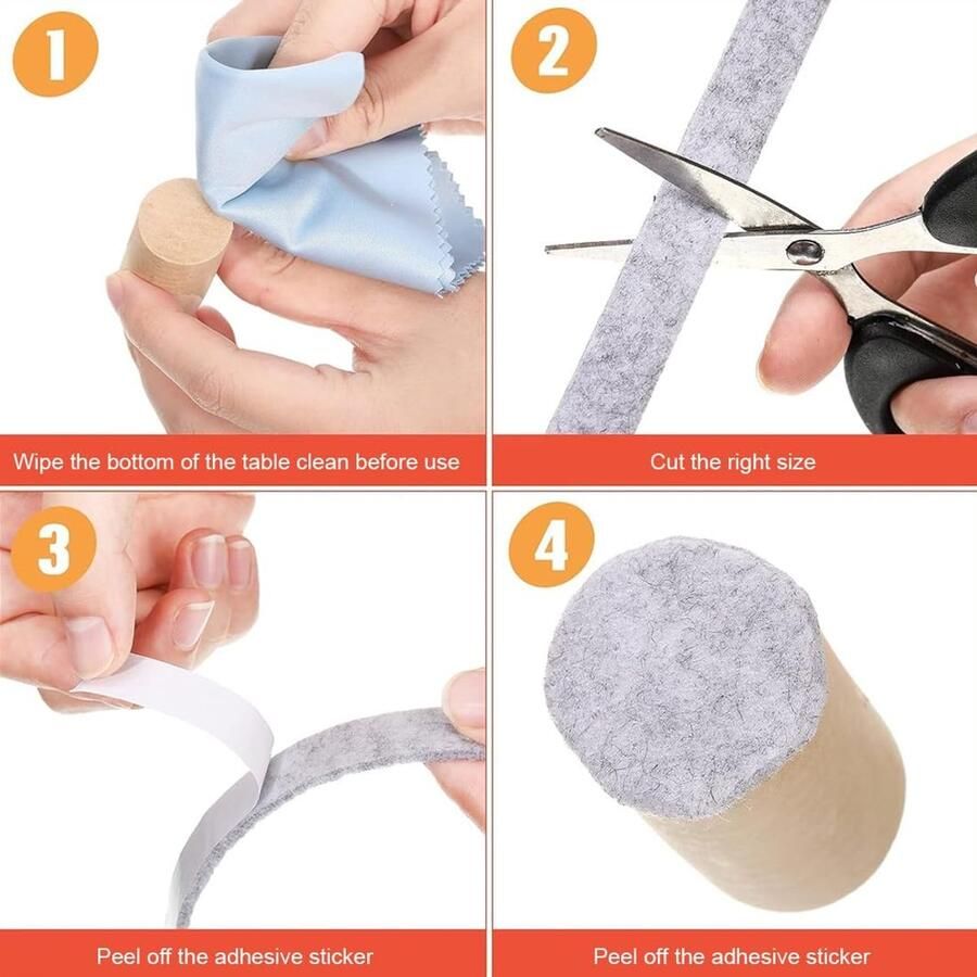 2 rollen vilt zelfklevende viltstrips antislip voor stoelen meubels viltstrips zelfklevend voor stoelen meubelglijders snijbaar in elke vorm (grijs)