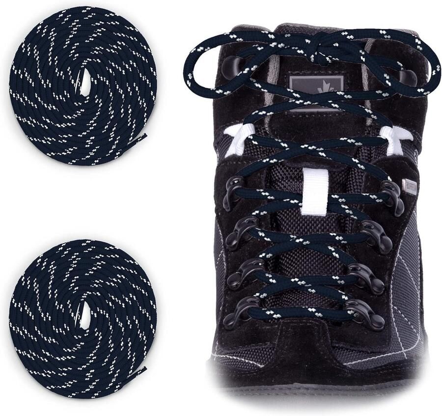 2 Sterke Trekveters voor Wandelschoenen en Outdoorschoenen Marineblauw Wit