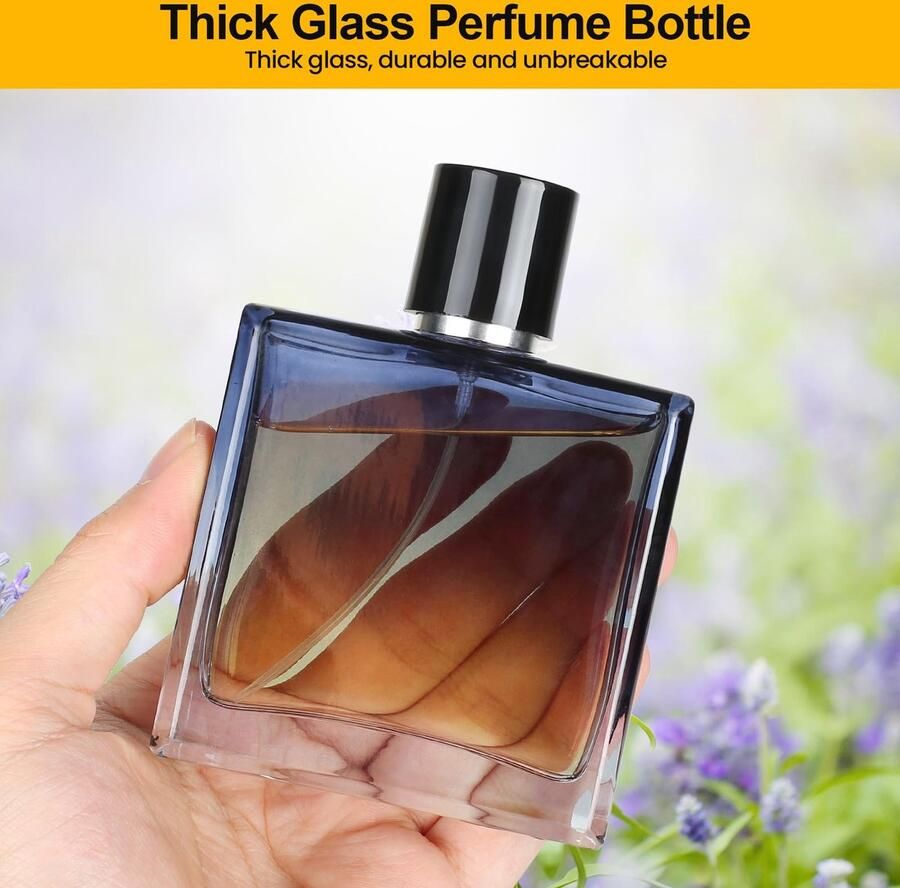 2 Stuks 100 ml Parfumverstuiver Kleurverloop Blauw Vierkant Parfum Reisfles Draagbare Heldere Lege Glazen Parfumspuitflessen met Trechter Parfumdispenser en Spuit voor Reizen