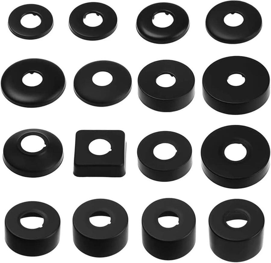 2 stuks Ø 25 mm (3 4) afdekkrozet rozet buisafdekking rozet kraan afdekkrozet roestvrij staal rozetten voor douchekranen kranen radiator (zwart 66 x 40)