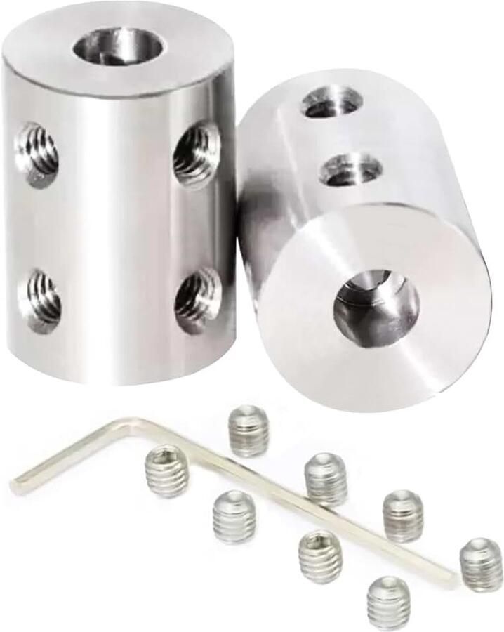 2 stuks 12 mm naar 12 mm stijve koppeling L25 x D20 stelschroef askoppeling motorconnector roestvrij staal voor 3D-printers motoraccessoires RC boot auto vliegtuig